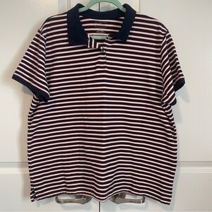 L.L. Bean Women’s Polo Shirt XL – Navy & Pink Striped, Relaxed Fit, 100% Cotton
